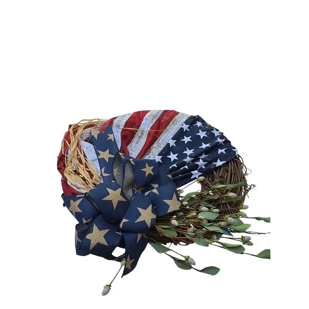 Patriotic Wreath Memorial Day Veterans Americana 4th Of July Rustic Decor 20